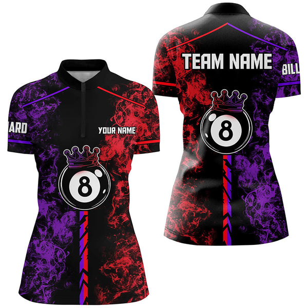 Personalized Color Smoke 8 Ball Billiards Shirts For Women Custom 8 Ball Pool Team Shirts VHM1180