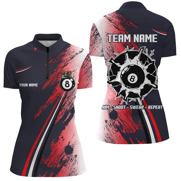 Personalized 8 Ball Billiards Shirts For Women Custom 8 Ball Pool Jerseys Mens Billiard Shirts VHM1181
