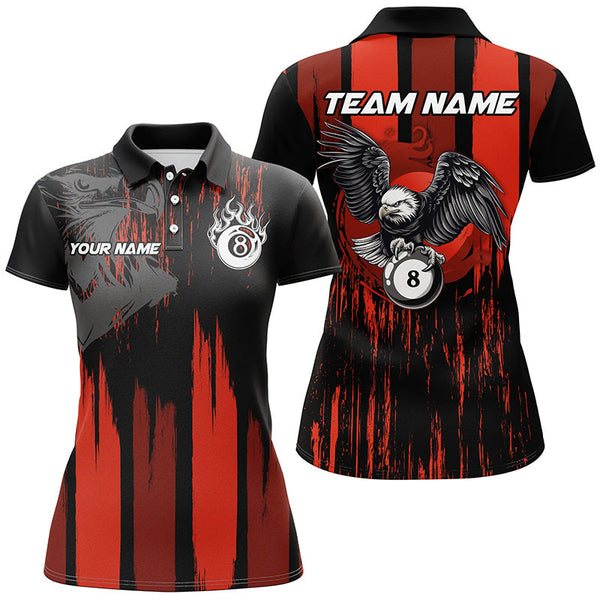 Personalized Eagle Billiard Shirt For Women Custom 8 Ball Pool Jerseys Womens Billiards Shirts VHM1182
