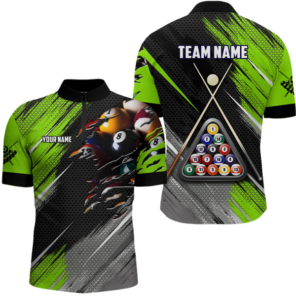 Personalized Green Black Billiard Balls 3D Shirts For Men Custom 8 Ball Pool Billiards Team Jerseys VHM1187