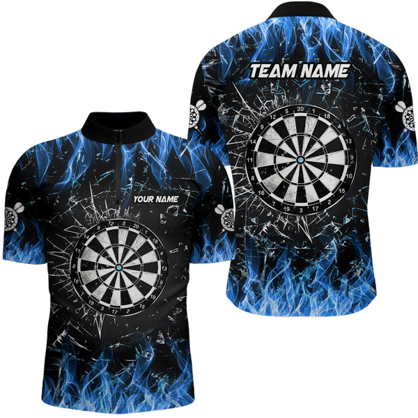 Personalized Blue Fire Glass Break Dart Shirts Custom Dart Jerseys For Men Dart Team Shirts VHM1193