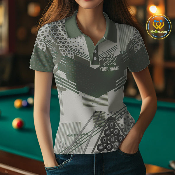 Military Green Camo Billiard Jersey For Women Custom 8 Ball Pool Shirt American Flag Billiard Shirts TDM3855