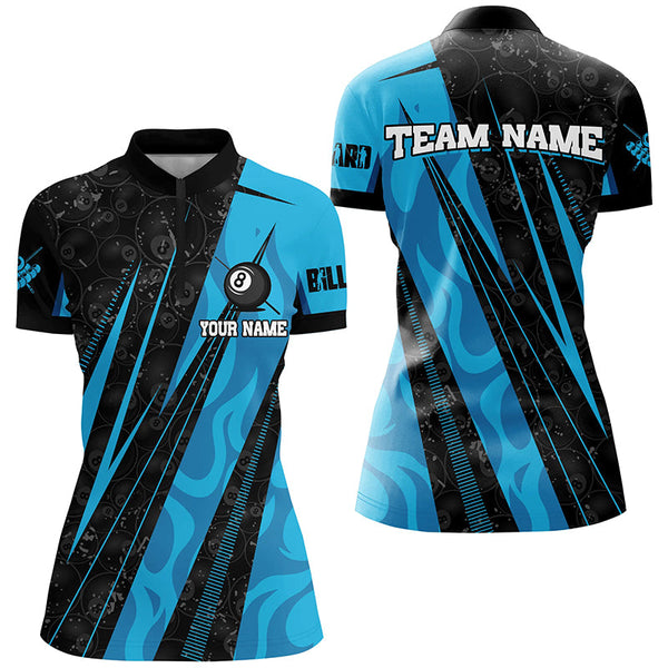 Personalized Blue Billiard Tournament Sport Shirts For Women, Best Billiard Team Jerseys Uniform TDM1768