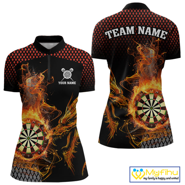 Personalized Dartboard Flame Smoke Custom Dragon Darts Shirt For Women, Darts Team Jersey|Orange TDM4311