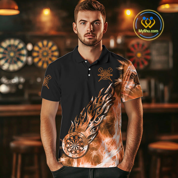 Orange And Black Light Icy Men Darts Polo & Quarter Zip Custom Dart Shirts For Team Dart Jerseys TDM3873