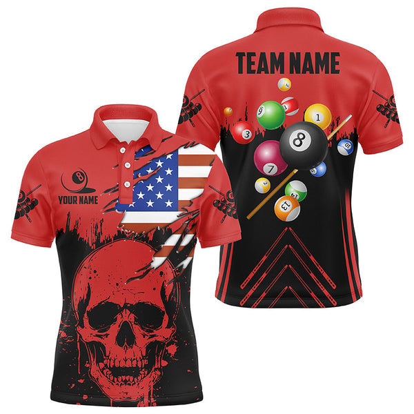 Personalized Multi-Color Billiard Grunge Skull Custom US Flag Patriotic Billiard Balls Shirts Jersey TDM1594