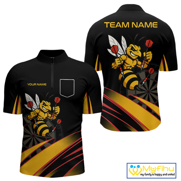 Funny Bee Custom Dart Shirts With Pocket Option For Men, Darts Team Jersey TDM3879