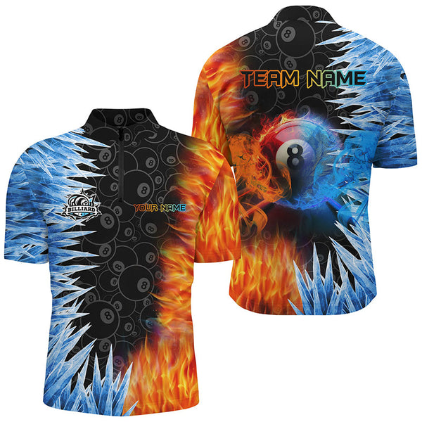 Billiard Ice And Fire Customized 8 Ball Pool Jerseys For Men, 3D Printed Billiard Team Shirts TDM2475