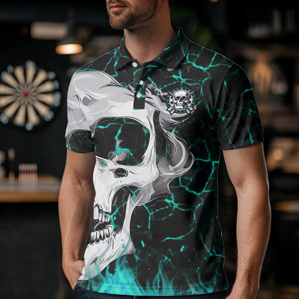 Personalized Turquoise Glowing Crack Skull Dart Shirts Custom Scary Dart Shirts For Men Dart Jersey TDM3416