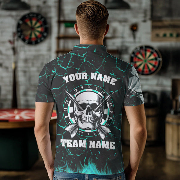 Personalized Turquoise Glowing Crack Skull Dart Shirts Custom Scary Dart Shirts For Men Dart Jersey TDM3416