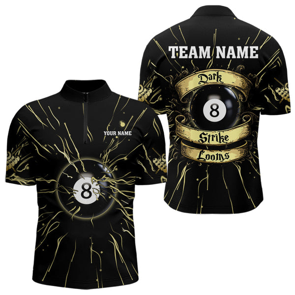 Personalized Dark Strike Looms 8 Ball Billiard Shirts For Men, Funny Billiard Pool Jerseys |Gold TDM3722