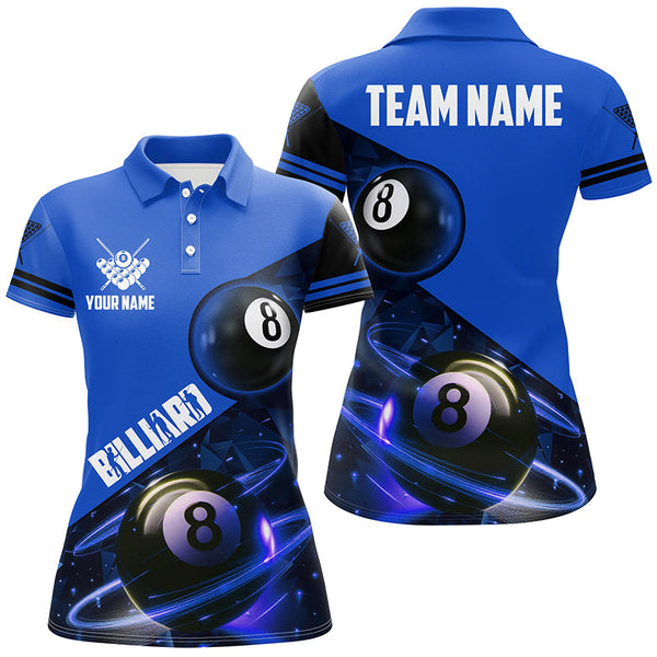 Blue 8 Ball Pool Billiard Jersey For Women Custom Billiard Pool Shirts Team League Billiard Uniform TDM1813