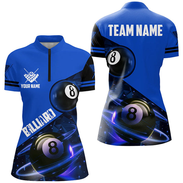 Blue 8 Ball Pool Billiard Jersey For Women Custom Billiard Pool Shirts Team League Billiard Uniform TDM1813