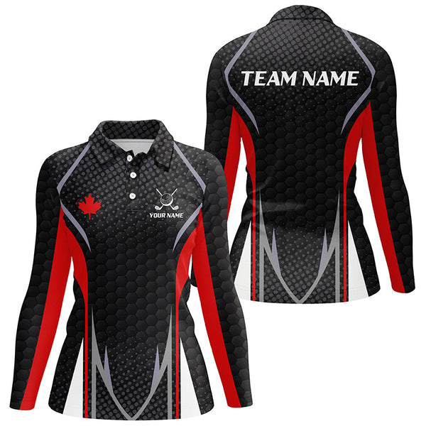 Womens Golf Polo Shirts Canada Flag Custom Golf Shirts For Women, Patriotic Canadian Flag Golf Tops TDM1816
