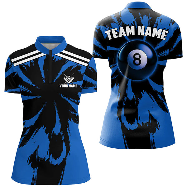 Personalized Funny Storm Blue 8 Ball Pool Women Billiard Shirts Custom Unique Team Billiard Jerseys TDM2020