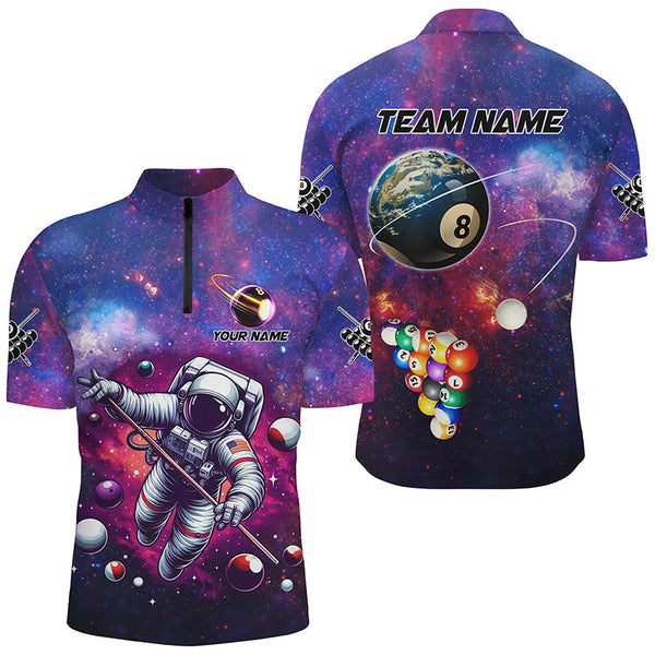 Blue And Purple Galaxy Astronaut Billiard Balls Jerseys For Men Custom 3D Funny Billiard Shirts TDM2024