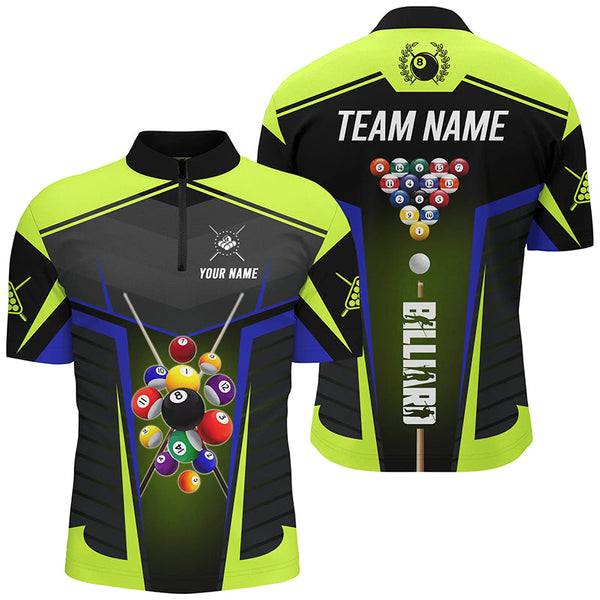Personalized Green Neon Jerseys Billiard Balls Shirts For Men Custom 3D Pool League Shirts TDM1832