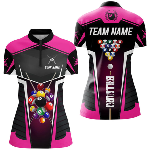 Personalized Pink Jerseys Billiard Balls Shirts For Women Custom 3D Billiard Pool League Shirts TDM1833