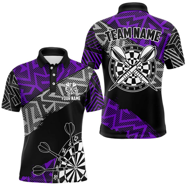 Custom Darts Shirts For Men Personalized Zig-Zag Pattern Dart Jerseys, Cool Dart Shirts |Purple TDM3444