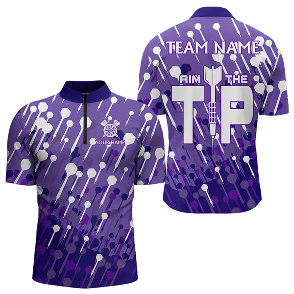 Aim The Tip Arrow Pattern Custom Dart Shirts For Men, Funny Dart Team Shirts Dart Jerseys | Purple TDM3247