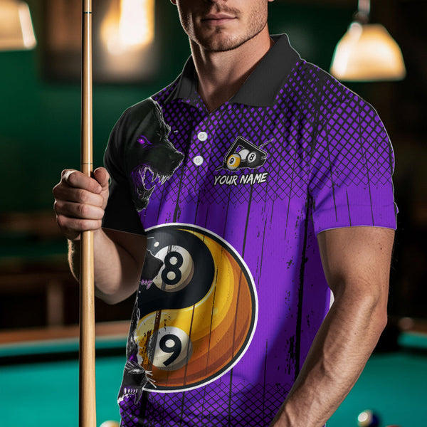 Funny Ying And Yang Eyes Of Wolf Billiard Shirts For Men Custom 8 & 9 Ball Billiard Jerseys |Purple TDM3598