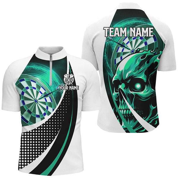 Personalized Turquoise Dartboard 3D Printed Skull Darts Shirts For Men Team League Darts Jerseys TDM2263
