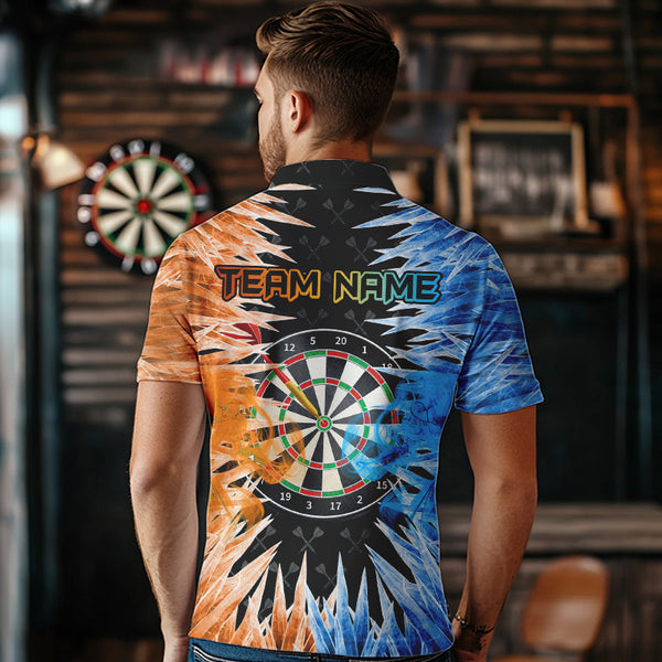 Blue And Orange Icy Men Dart Shirt With Pocket Option Custom Dart Jersey TDM3757