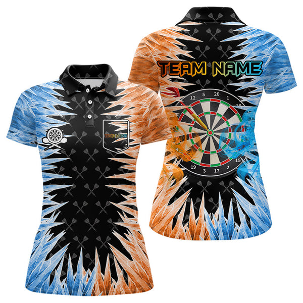 Blue And Orange Icy Women Dart Shirt With Pocket Option Custom Dart Jersey TDM3757