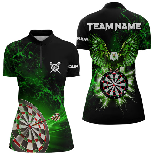 Custom Green Lightning Eagle Dart Shirt For Women, Dart Jersey Pocket Option TDM3763