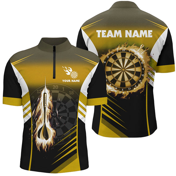 Personalized Darts Fire Arrow Men Dart Polo Shirts Custom Flame Dart Shirt Darts Jersey | Yellow TDM2277