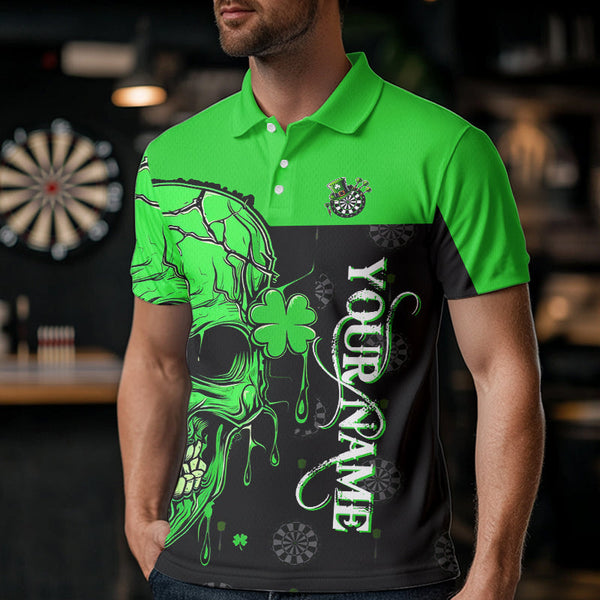 Personalized Green Shamrock Skull Dart Shirts For Men Custom Saint Patrick Day Dart Jerseys Outfit TDM3613