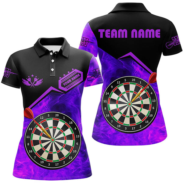 Personalized Darts Fire Flame 3D Printed Women Darts Shirts Custom Darts Board Jerseys Attire |Purple TDM1861