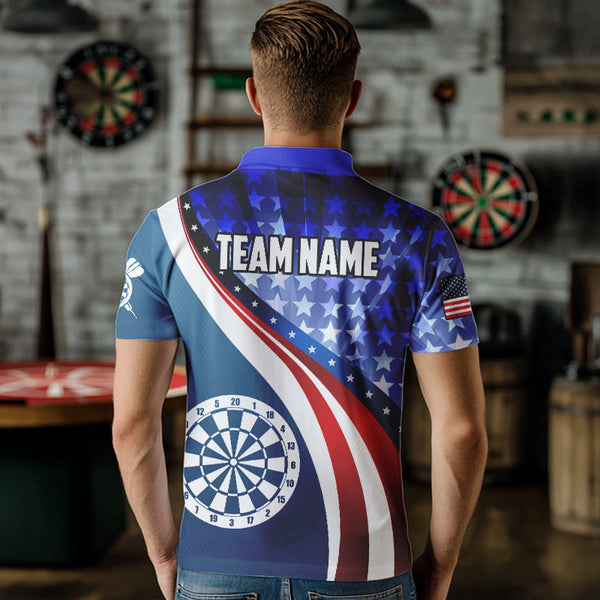 Personalized USA Flag Darts Polo & Quarter Zip Custom Men Dart Shirt Patriotic American Dart Jersey TDM3468