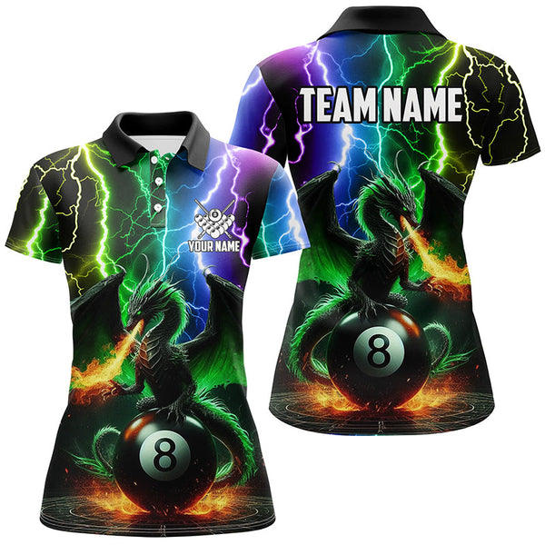 Dragon 8 Ball Pool Fire Billiard Shirts For Women Custom Colorful Thunder Lightning Billiard Jerseys TDM2075