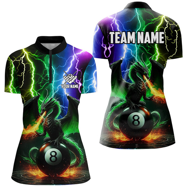Dragon 8 Ball Pool Fire Billiard Shirts For Women Custom Colorful Thunder Lightning Billiard Jerseys TDM2075