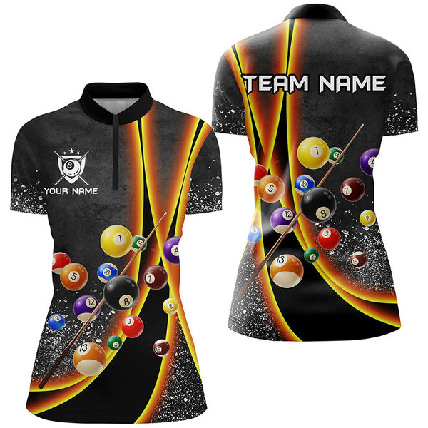 Personalized Grey Grunge Billiard Shirts For Women Custom 3D Billiard 8 Ball Pool Jerseys |Purple TDM2301