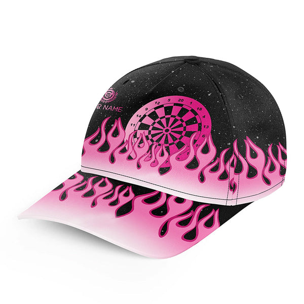 Pink Dartboard Fire Flame Darts Cap Custom Adjustable 3D Baseball Darts Hats Gifts For Darts Player TDM1661