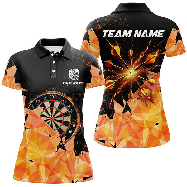 Orange Darts Arrow Thunder Lighting 3D Darts Polo & Quarter-Zip Shirts For Women Custom Darts Jerseys TDM1667