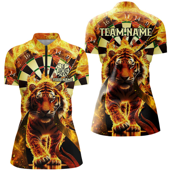 Personalized Darts Board Fire Flame 3D Tiger Custom Darts Shirts For Women Team League Darts Jerseys TDM2561