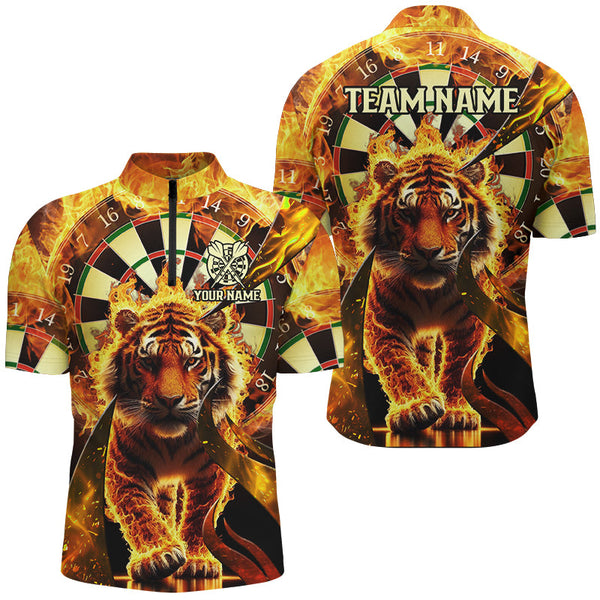 Personalized Darts Board Fire Flame 3D Tiger Custom Darts Shirts For Men Team League Darts Jerseys TDM2561