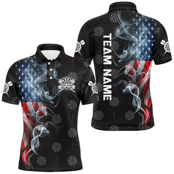 American Flag Smoke Patriotic Darts Polo, Quarter-Zip Shirt Custom Dart Shirts For Men Dart Jerseys TDM2813