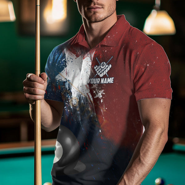 Personalized Grunge Texas Flag 8 Ball Billiard Pool Shirt For Men, Patriotic Texas Billiard Jerseys TDM3631