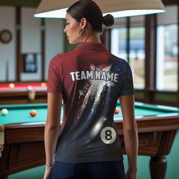 Personalized Grunge Texas Flag 8 Ball Billiard Pool Shirt For Women, Patriotic Texas Billiard Jerseys TDM3631