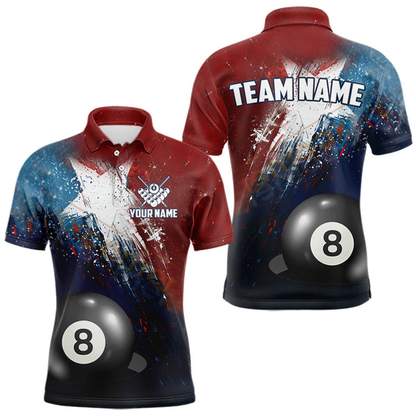 Personalized Grunge Texas Flag 8 Ball Billiard Pool Shirt For Men, Patriotic Texas Billiard Jerseys TDM3631