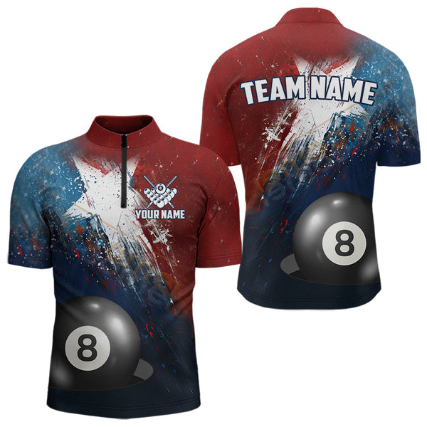 Personalized Grunge Texas Flag 8 Ball Billiard Pool Shirt For Men, Patriotic Texas Billiard Jerseys TDM3631