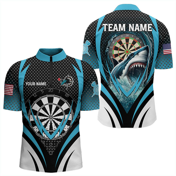 Personalized Blue Dartboard With Shark Men Dart Shirts Custom Darts League Dart Team Jerseys TDM3313