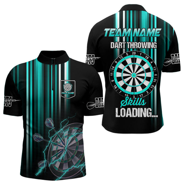 Turquoise Throwing Skills Loading Custom Dart Shirt For Men, Pocket Option TDM3789
