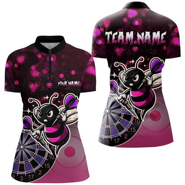 Personalized Pink Darts Bee Custom Darts Shirts For Women, Funny Darts Apparel, Best Darts Gifts TDM2105