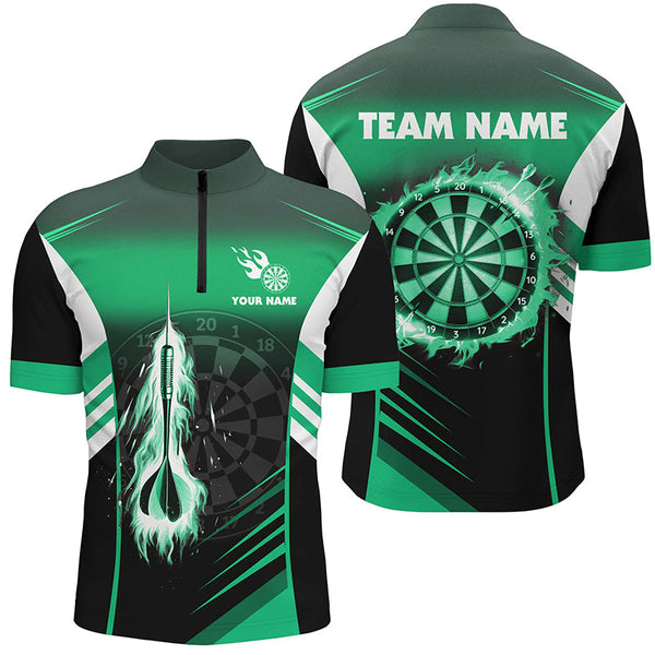 Personalized Darts Fire Arrow Men Dart Polo Shirts Custom Flame Dart Shirt Darts Jersey | Green TDM2591