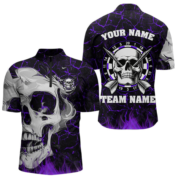 Personalized Purple Glowing Fire Crack Skull Dart Shirt Custom Dart Shirts For Men Dart Team Jersey TDM3493